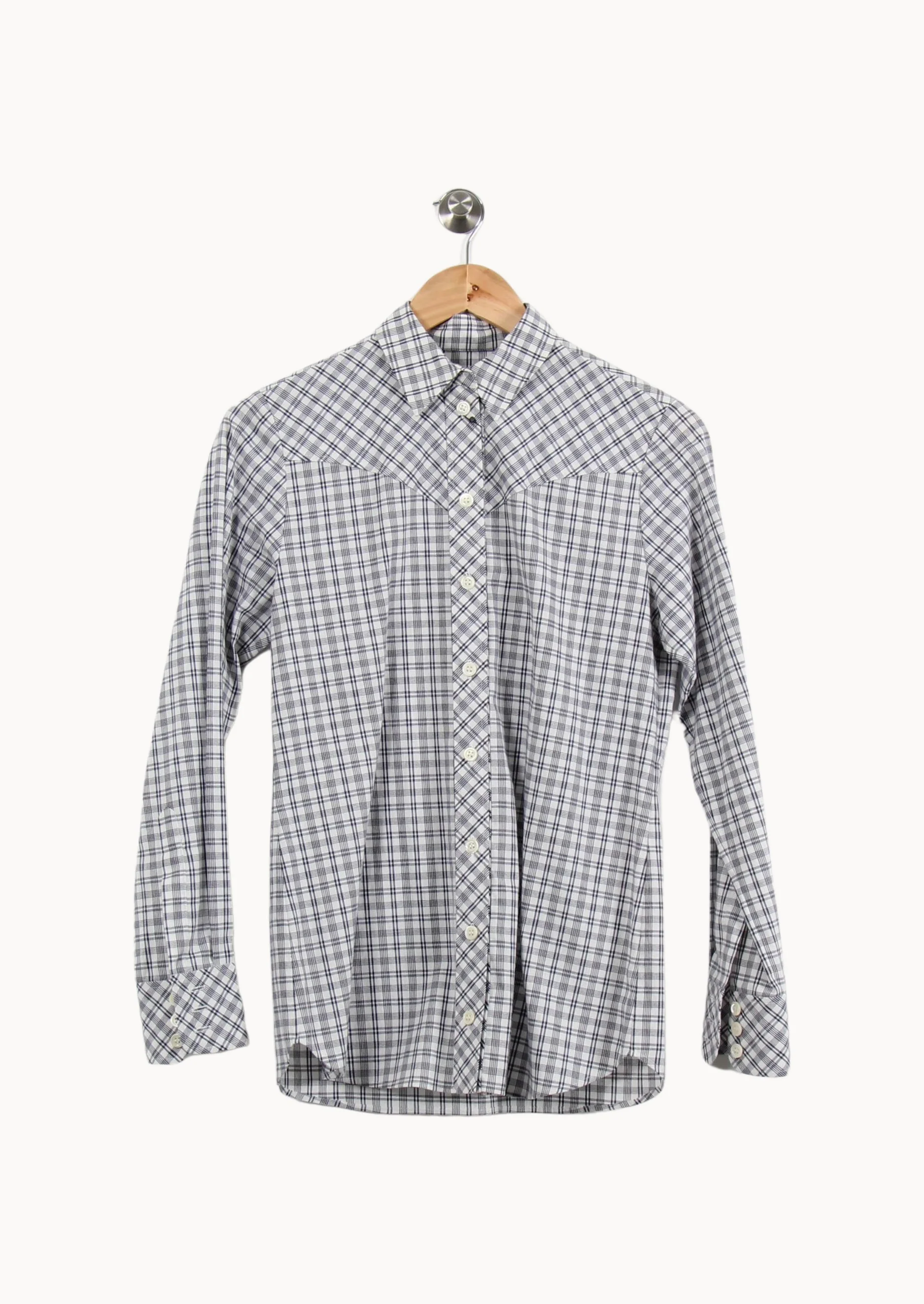 Chemise à Carreaux Blanche et Bleue - Taille S/36 - Image 2