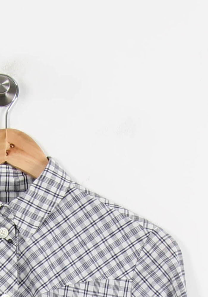 Chemise à Carreaux Blanche et Bleue - Taille S/36 - Image 3