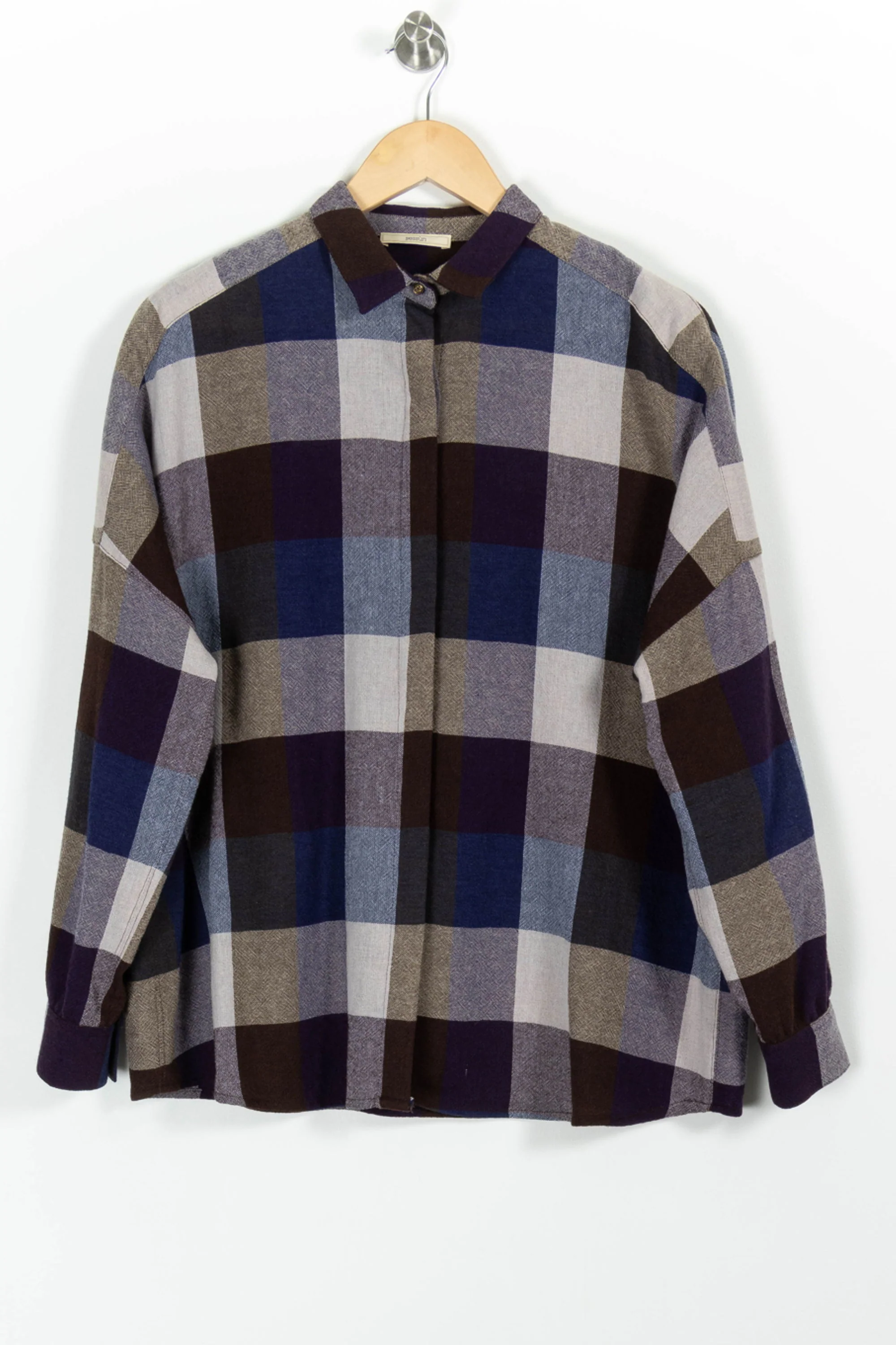 Chemise à Carreaux Bleu et Marron - Taille M/38 - Image 2