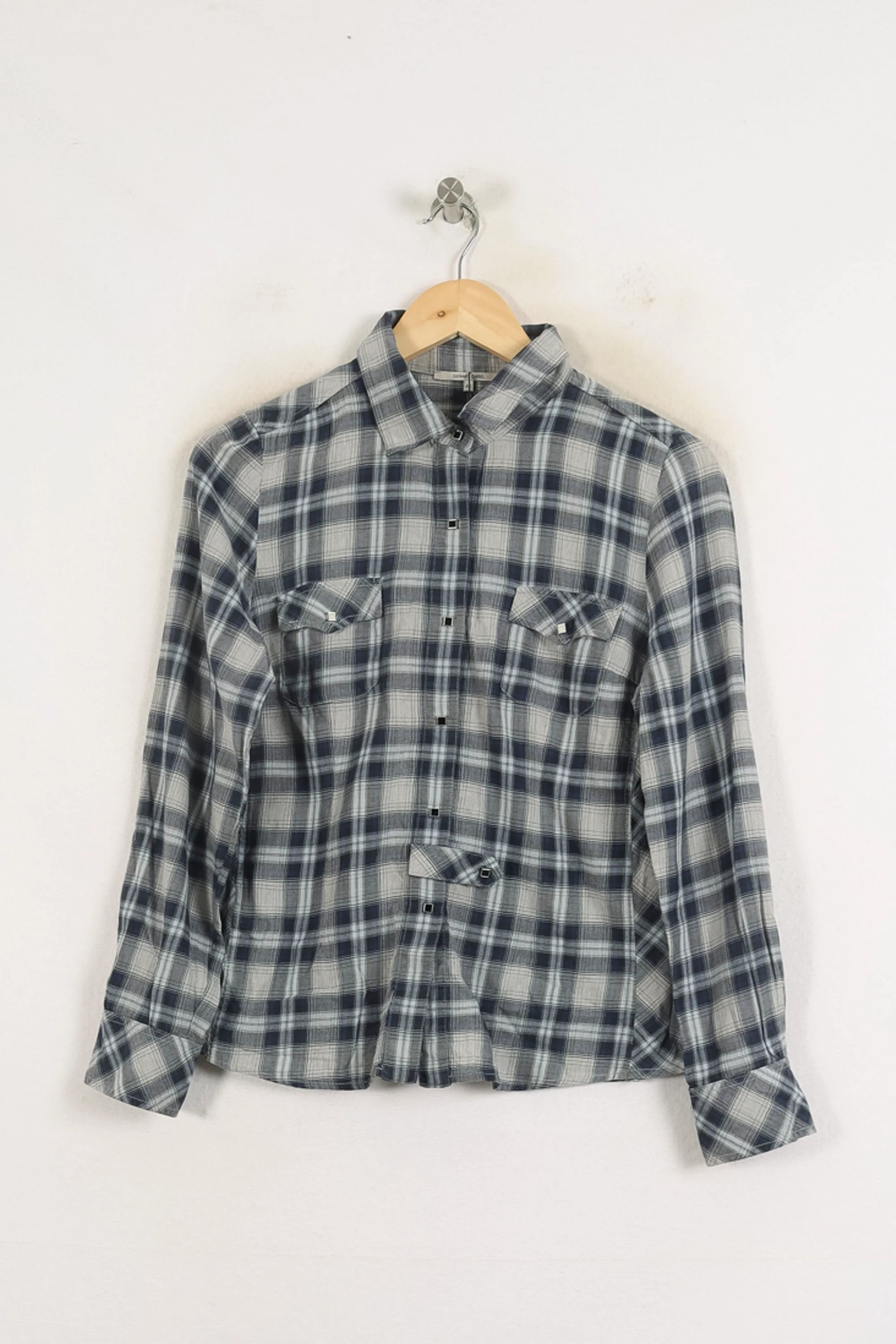 Chemise à Carreaux Bleue et Blanche - Taille L/40 - Image 2