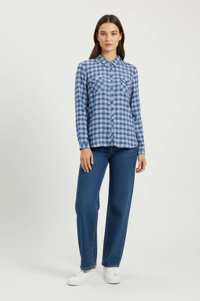 Chemise à Carreaux Bleue et Blanche - Taille L/40