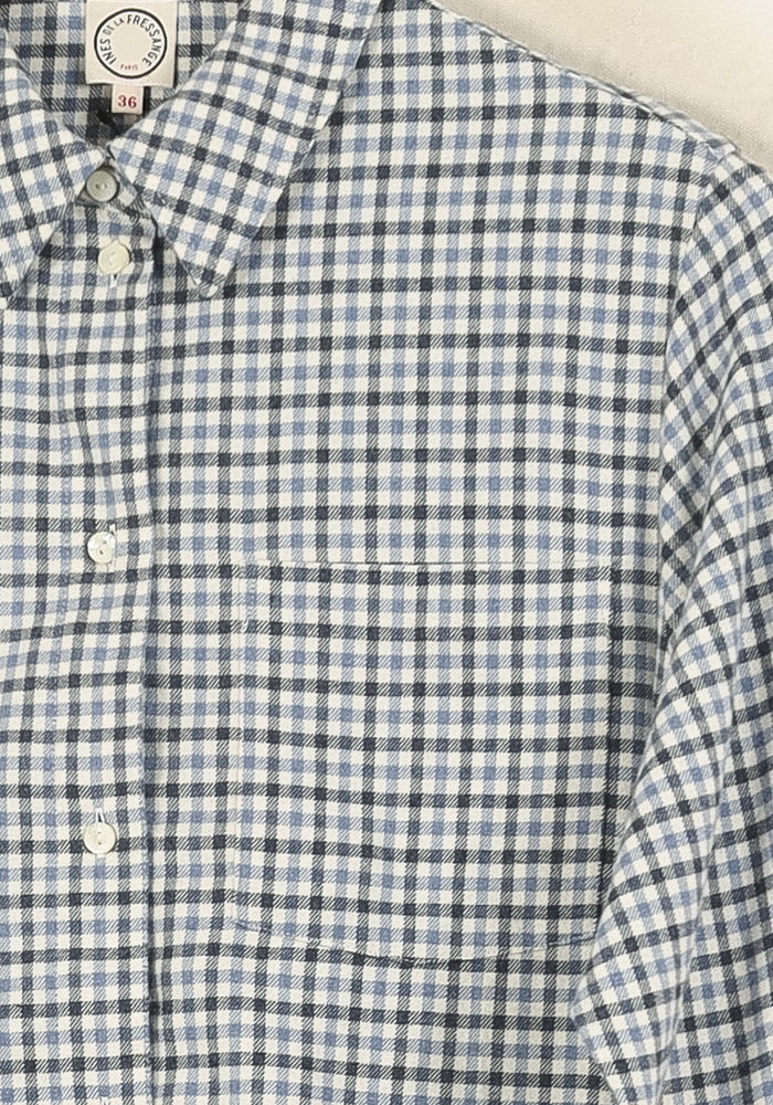 Chemise À Carreaux Bleue et Blanche - Taille S/36 - Image 3