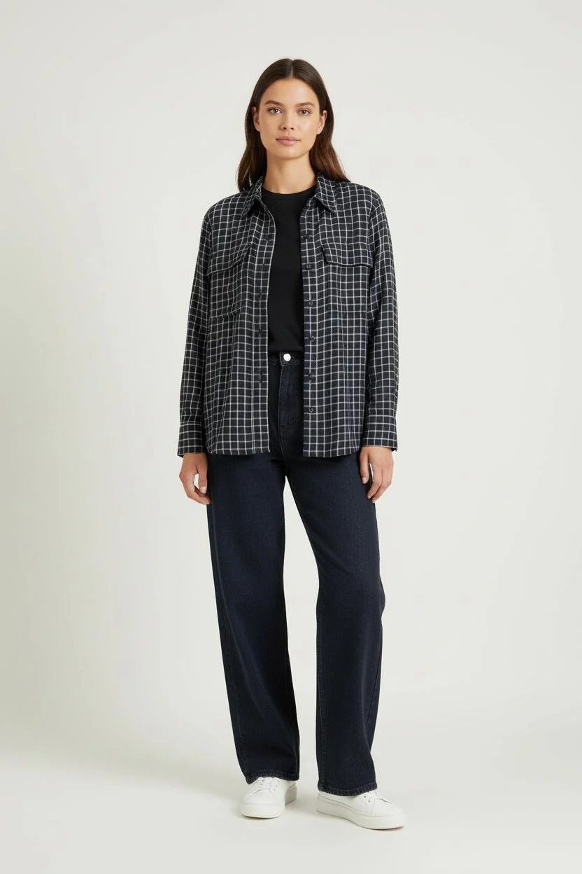Chemise À Carreaux Bleue et Blanche - Taille S/36