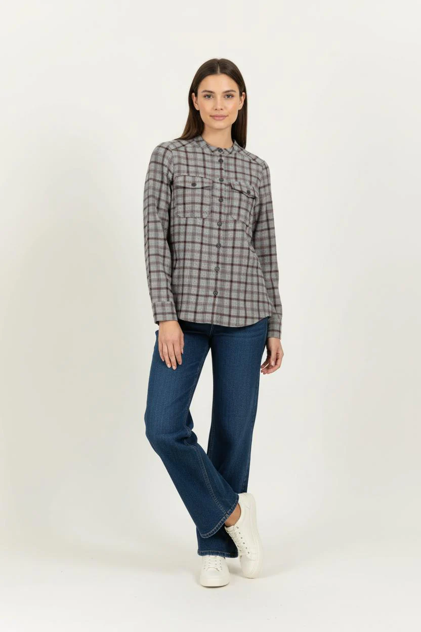 Chemise à Carreaux Grise et Bordeaux - Taille S/36