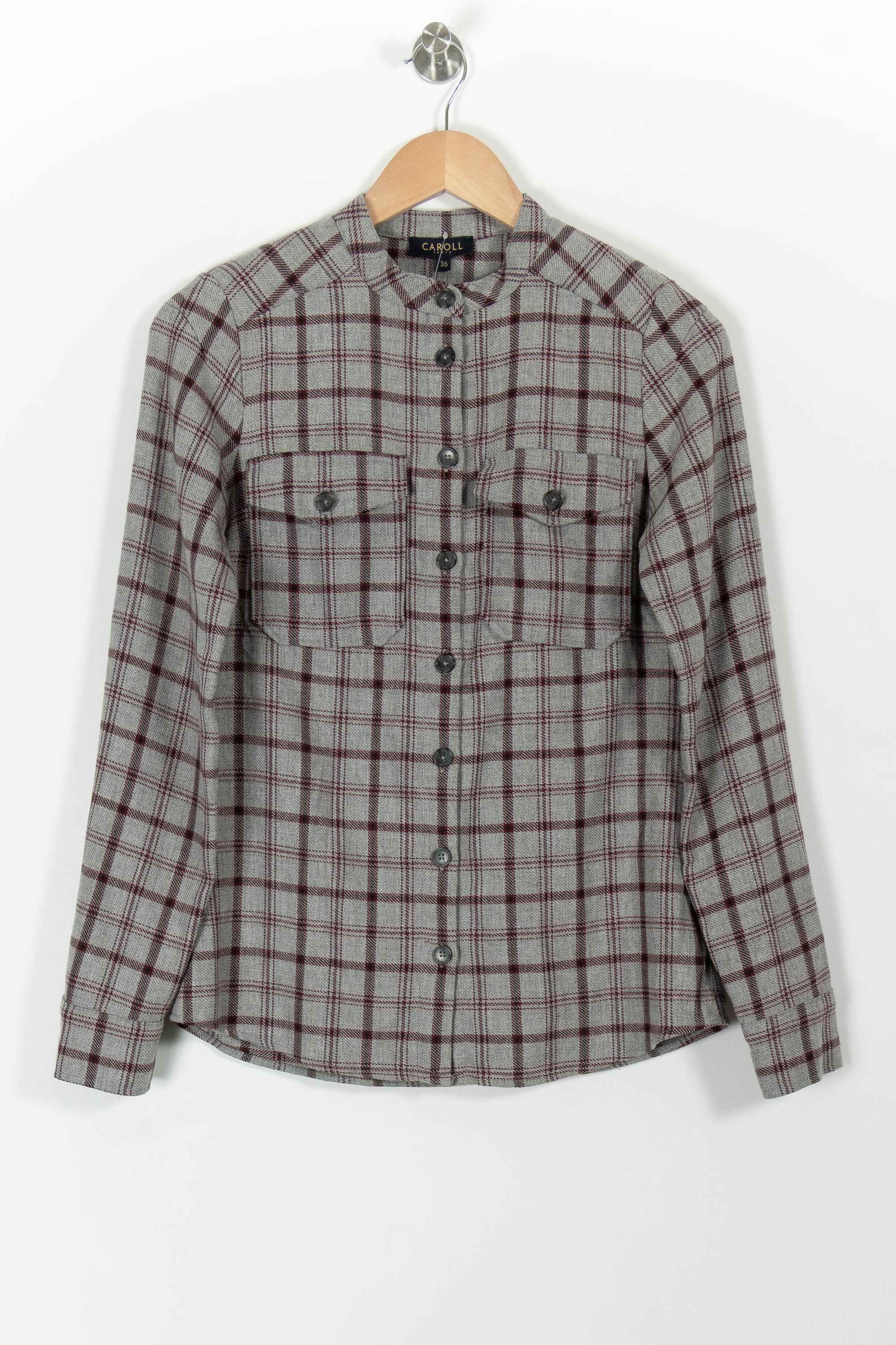 Chemise à Carreaux Grise et Bordeaux - Taille S/36 - Image 2