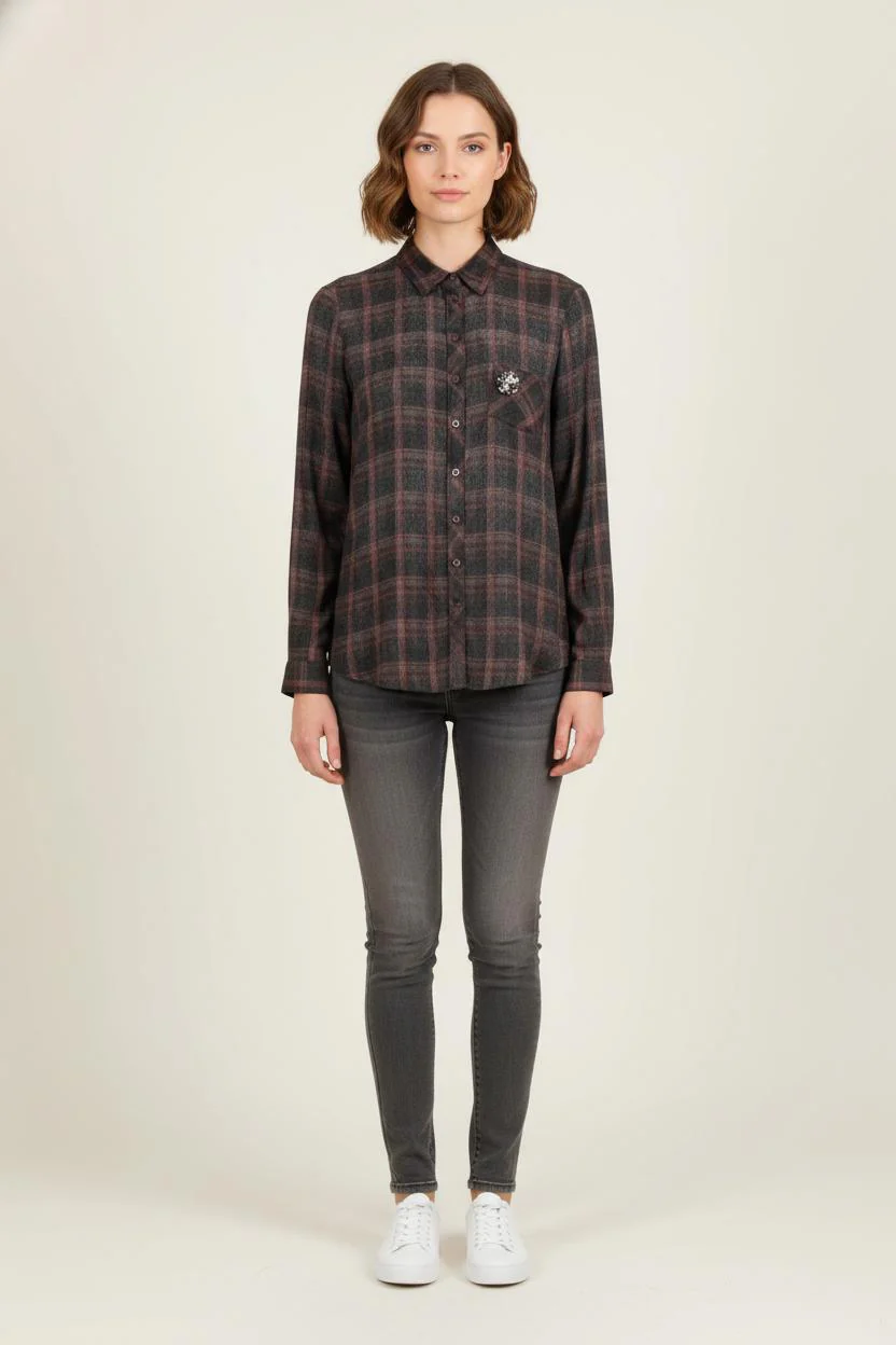 Chemise À Carreaux Grise et Marron - Taille XXXL/46