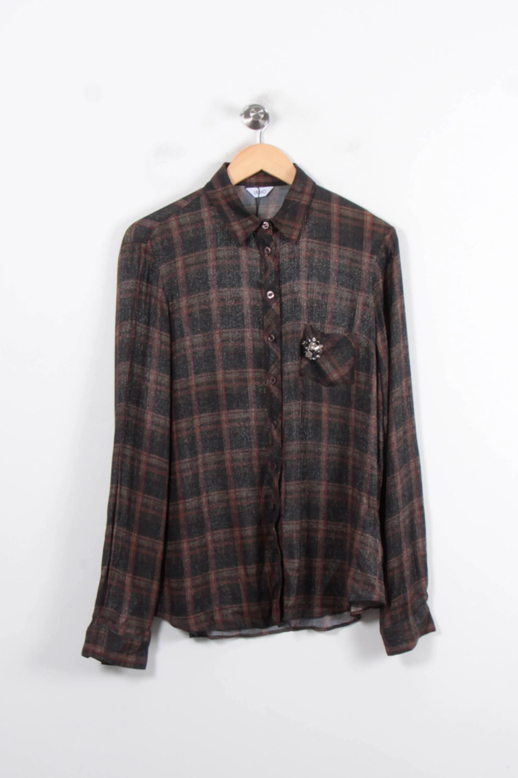 Chemise À Carreaux Grise et Marron - Taille XXXL/46 - Image 2