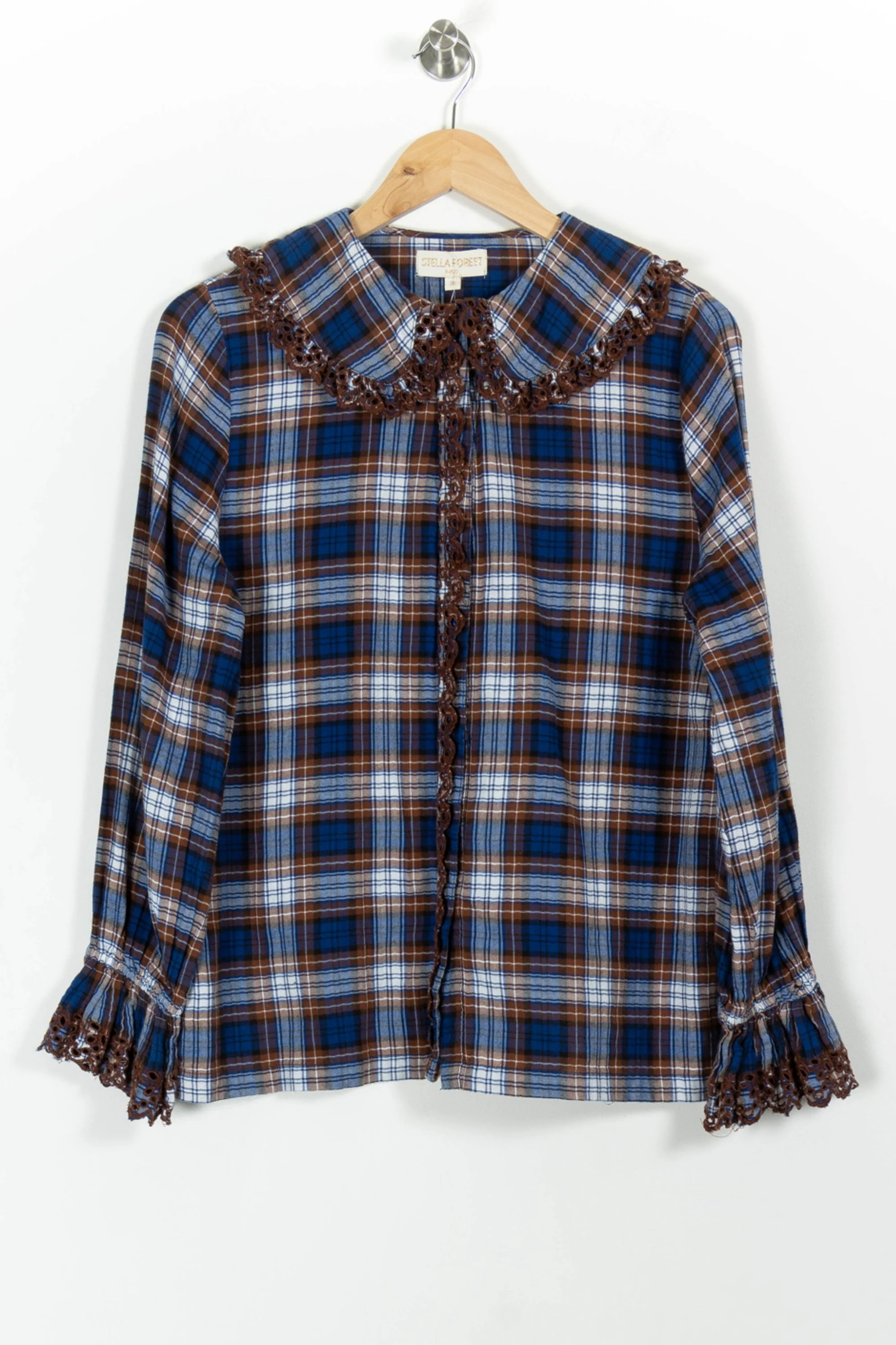 Chemise à Carreaux Marron et Bleue - Taille M/38 - Image 2