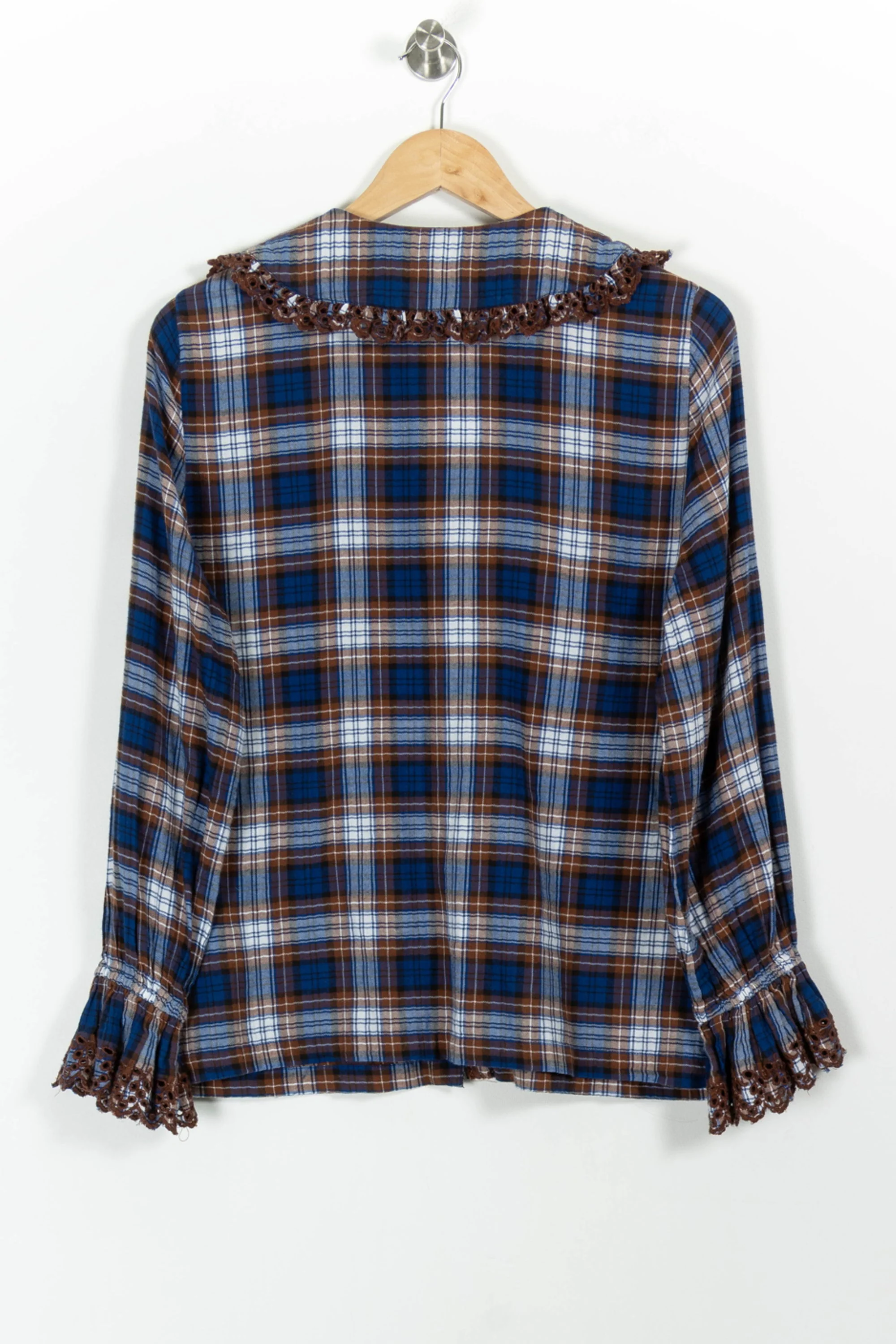 Chemise à Carreaux Marron et Bleue - Taille M/38 - Image 4