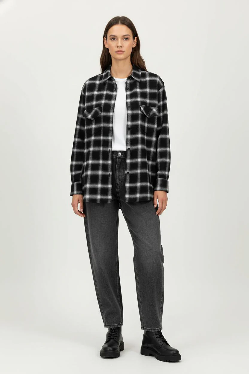 Chemise à Carreaux Noire et Blanche - Taille M/38