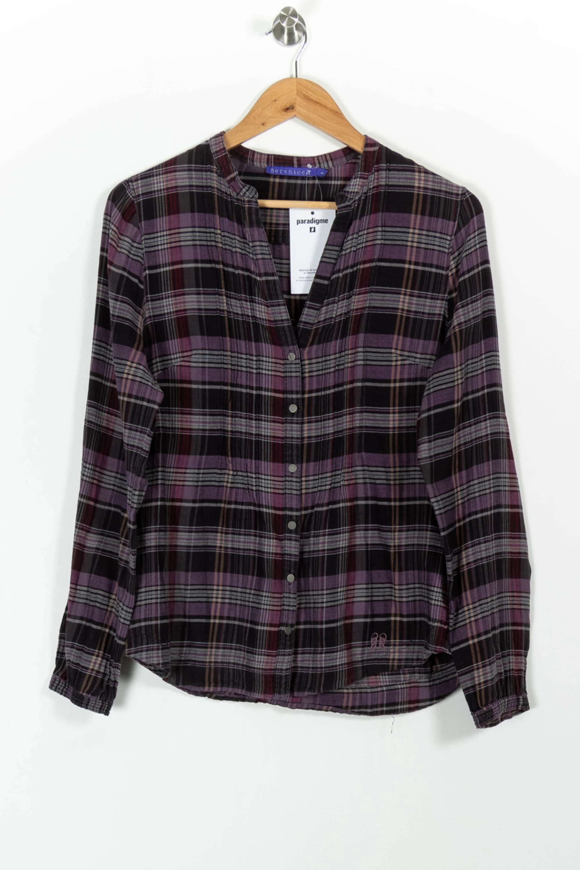 Chemise à Carreaux Violette et Noire - Taille S/36 - Image 2