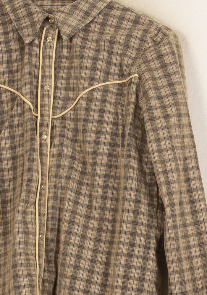 Chemise Carreaux Beige et Marron - Taille S/36 - Image 3