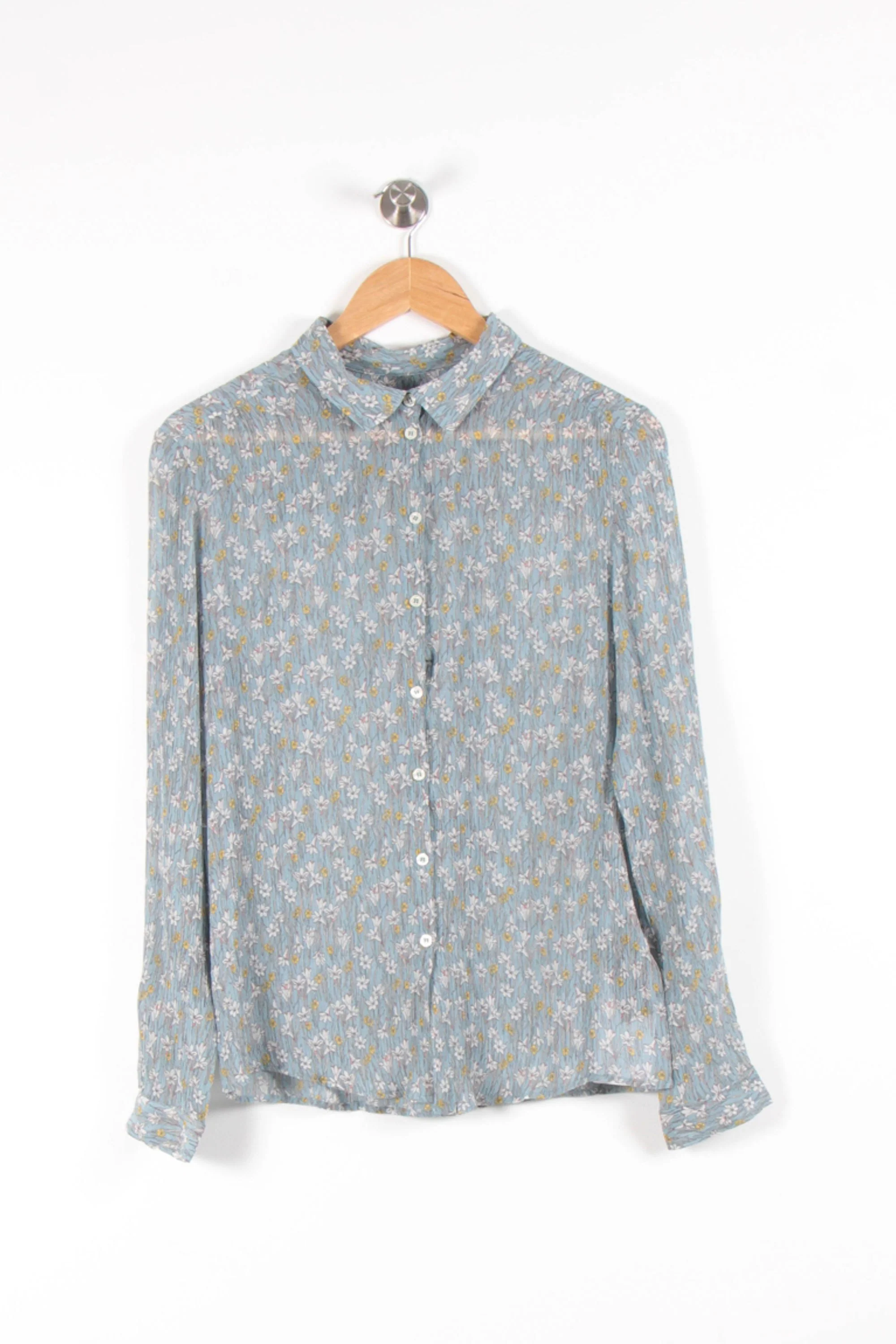 Chemise Fleurie Bleue et Blanche - Taille L/40 - Image 2