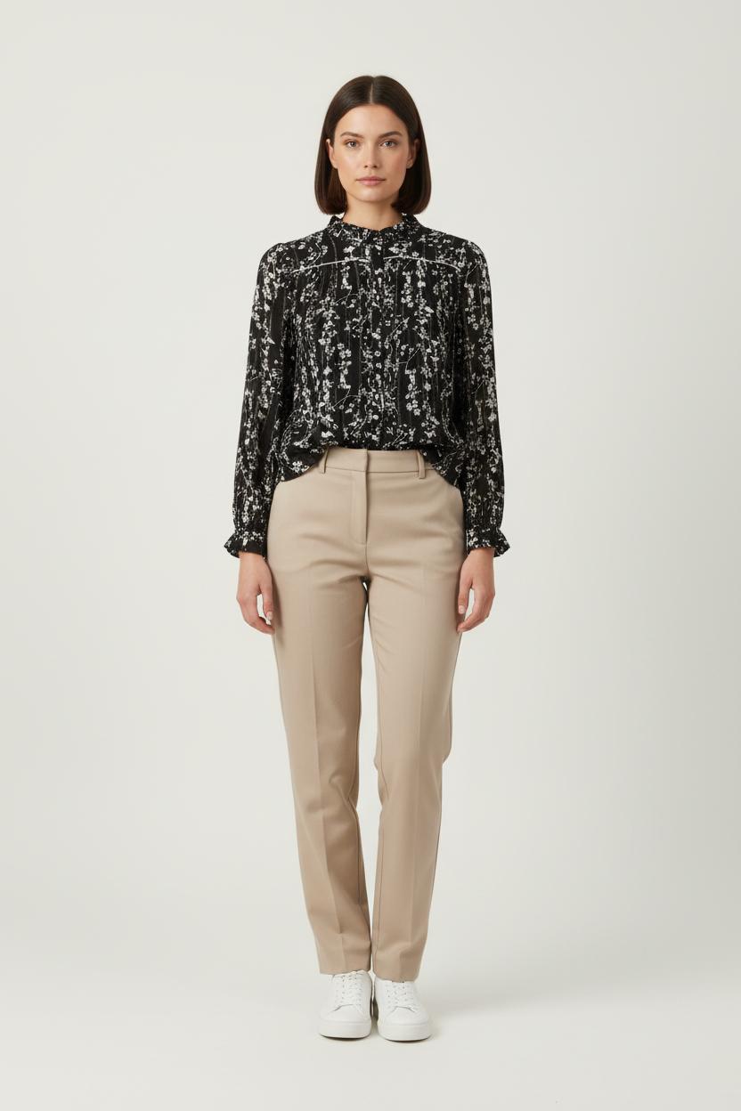 Chemise Fleurie Noire et Blanche - Taille XS/34