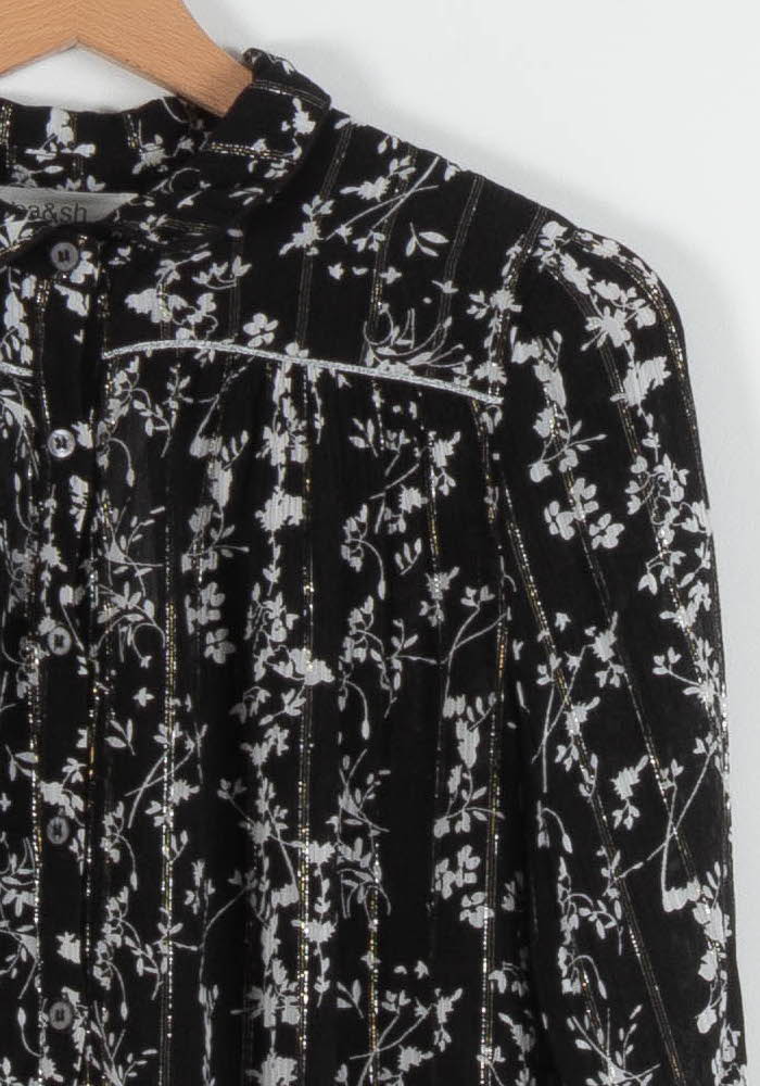 Chemise Fleurie Noire et Blanche - Taille XS/34 - Image 3