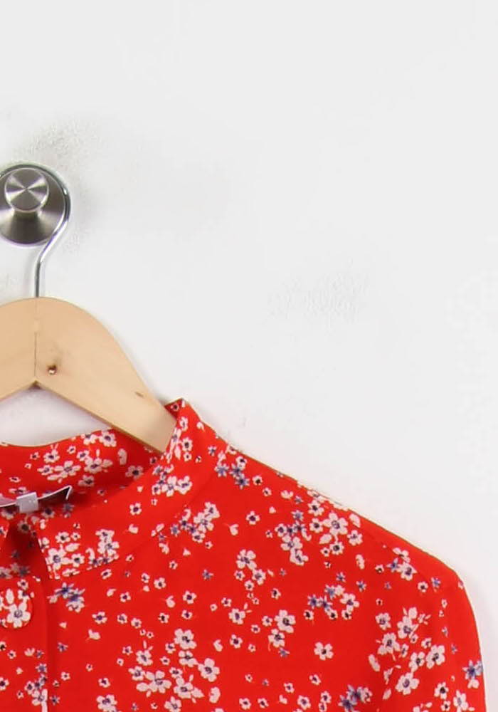 Chemise Fleurie Rouge et Blanche - Taille M/38 - Image 3