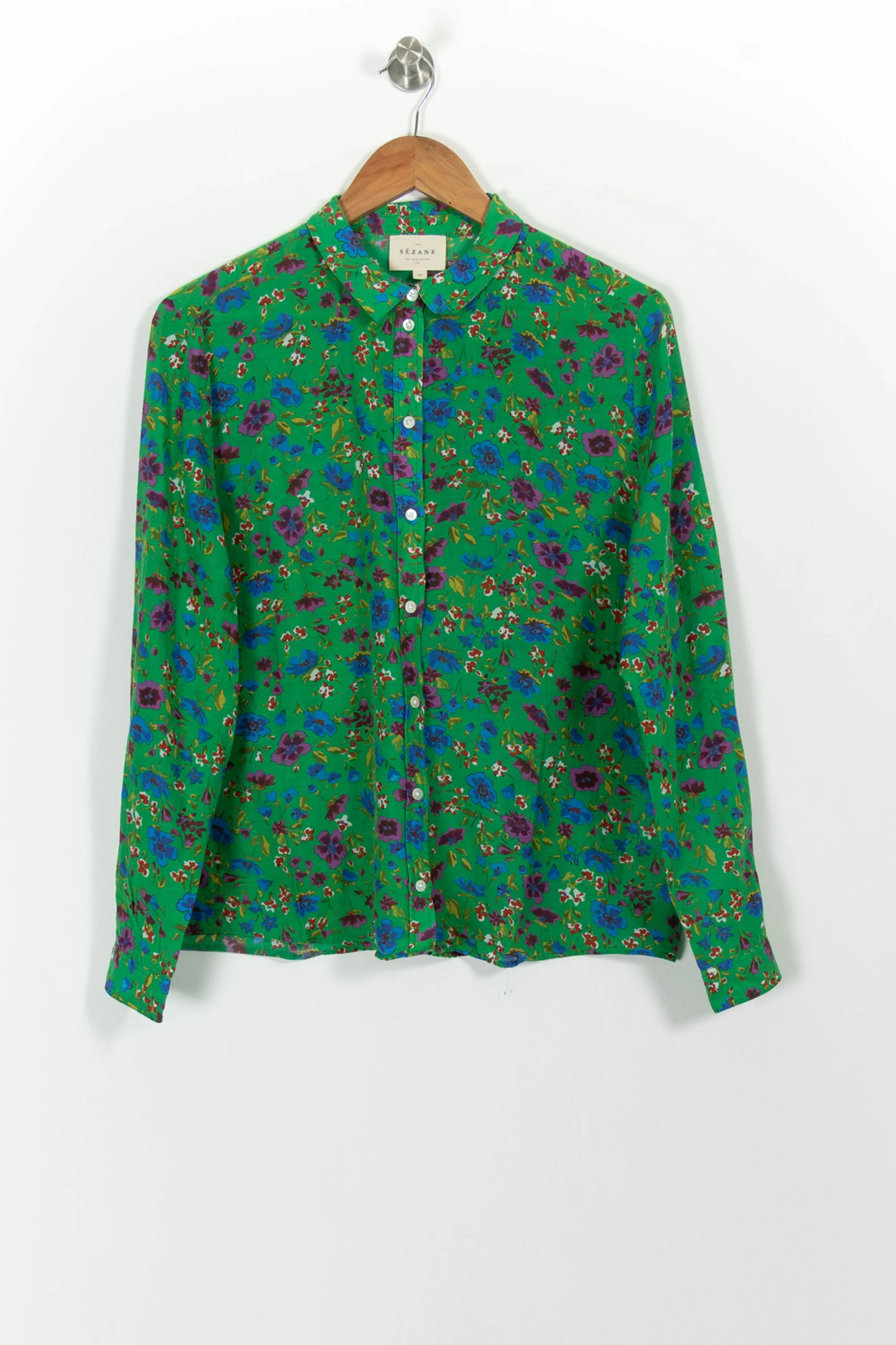 Chemise Fleurie Verte et Bleue - Taille L/40 - Image 2