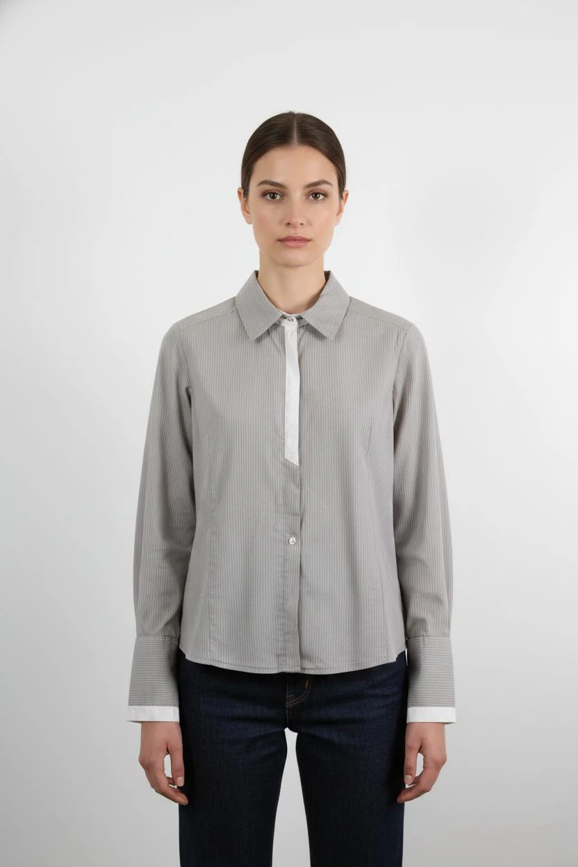 Chemise Grise et Blanche - Taille M/38