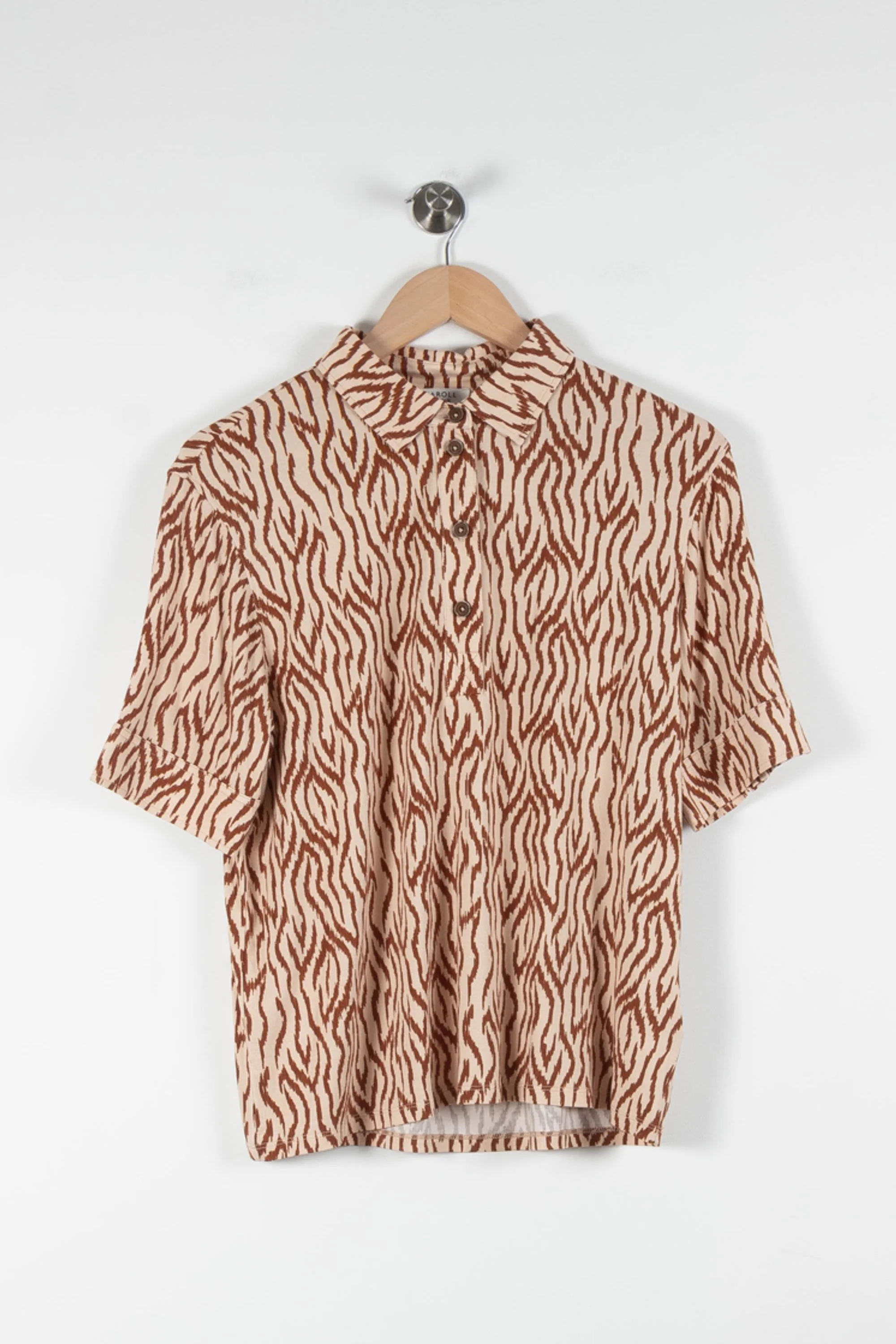 Chemise Manche Courte Beige et Marron - Taille M/38 - Image 2