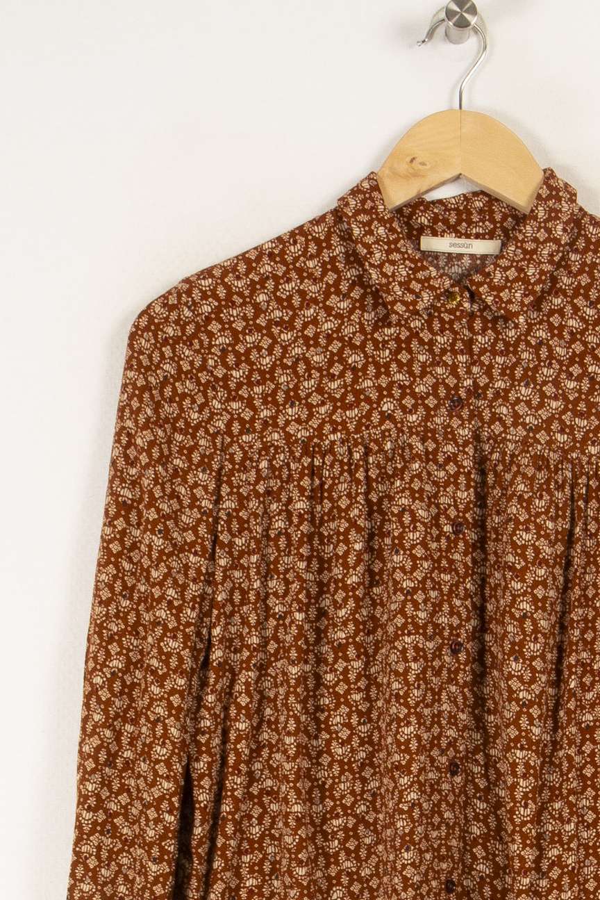 Chemise marron à motifs - Taille XS/34 - Image 3