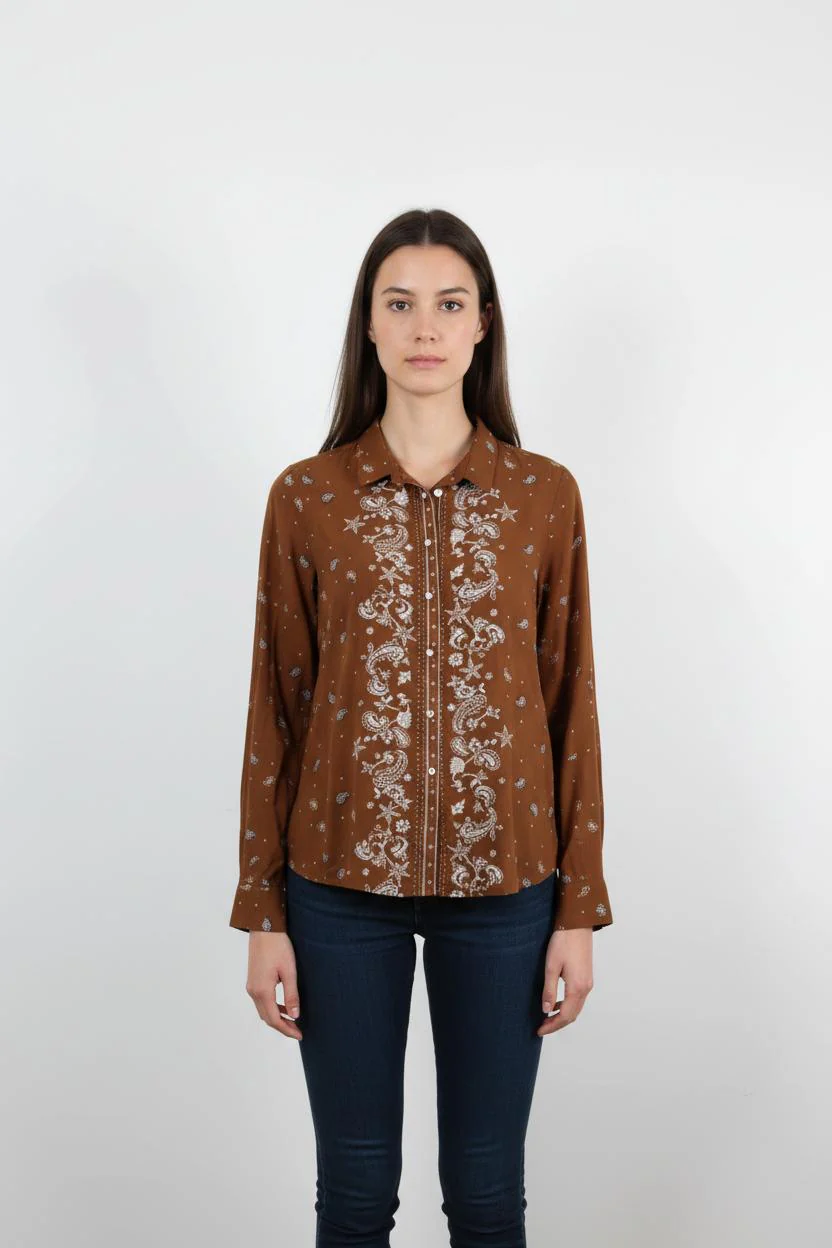 Chemise Marron et Blanche - Taille XS/34