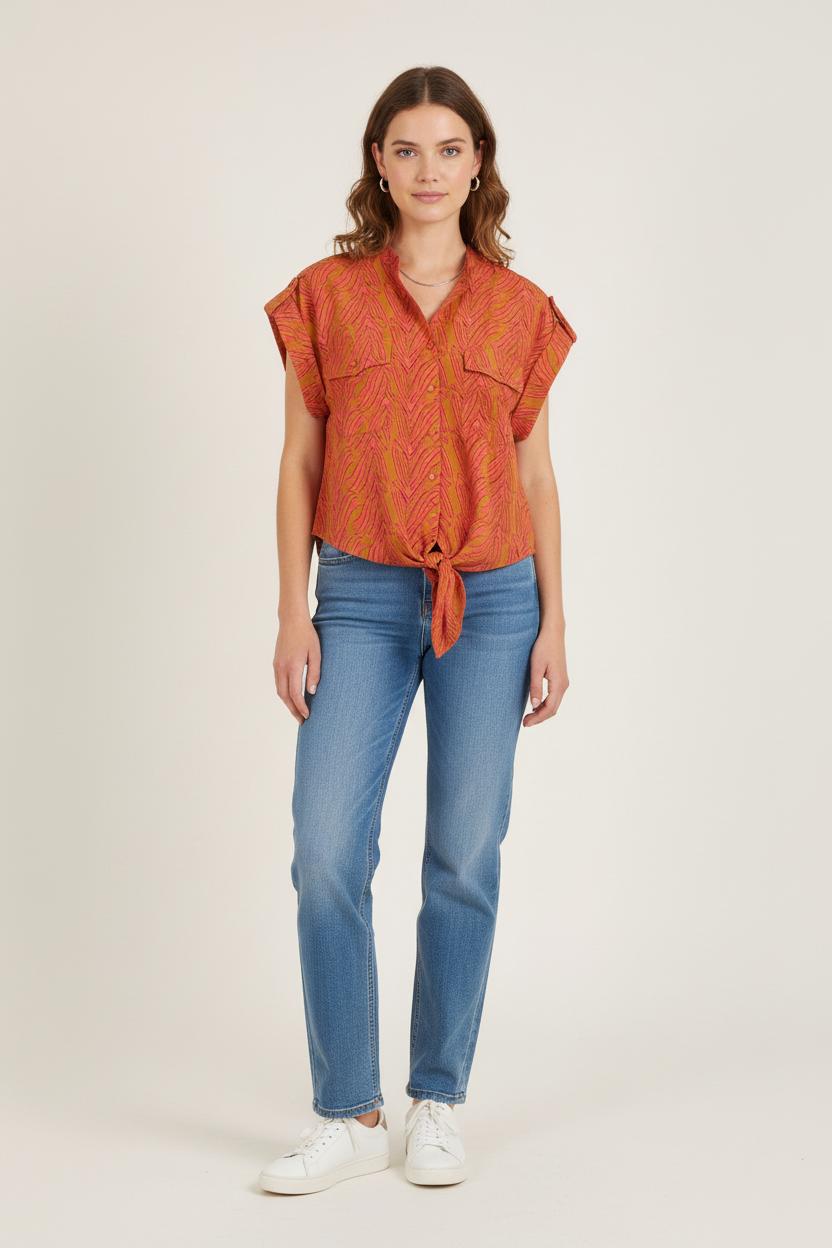 Chemise Orange et Rose - Taille S/36