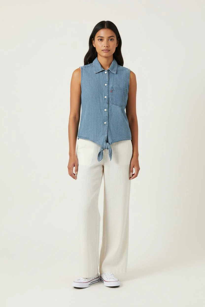 Chemise Sans Manches Bleue - Taille XS/34