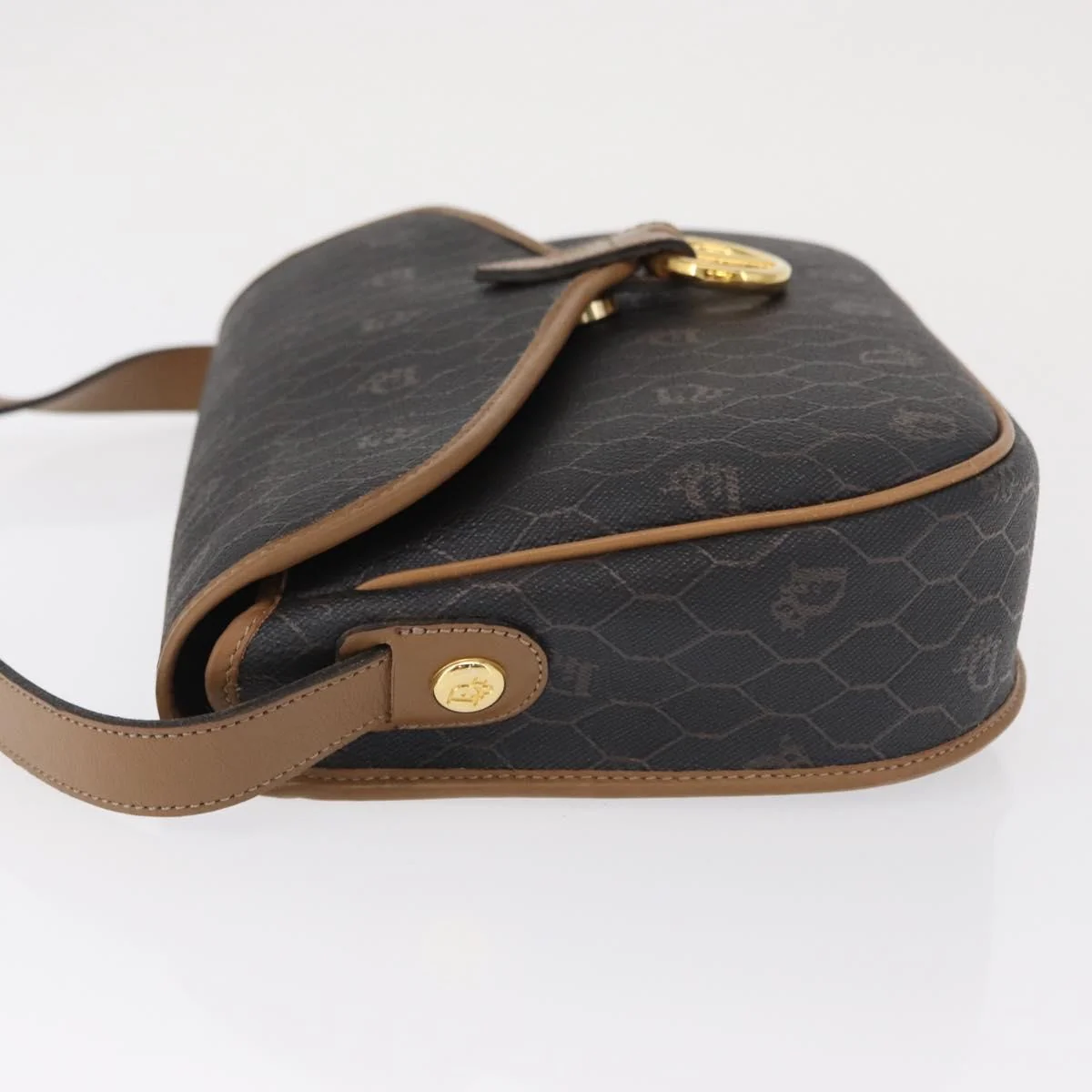 Christian Dior Vintage Honeycomb Flap Crossbody Bag Canvas and Leather - Image 4