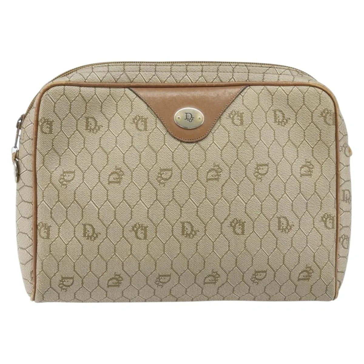 Christian Dior Vintage Honeycomb Shoulder Bag Canvas and Leather