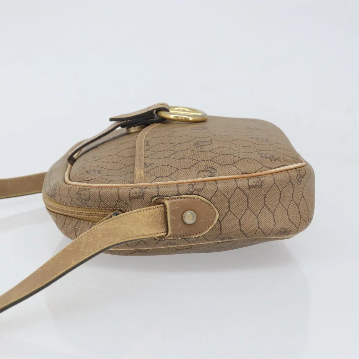 Christian Dior Vintage Honeycomb Shoulder Bag Canvas and Leather - Image 4