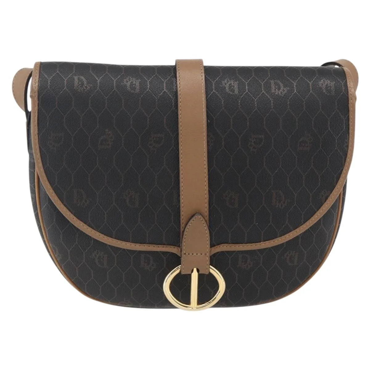 Christian Dior Vintage Honeycomb Shoulder Bag Canvas and Leather