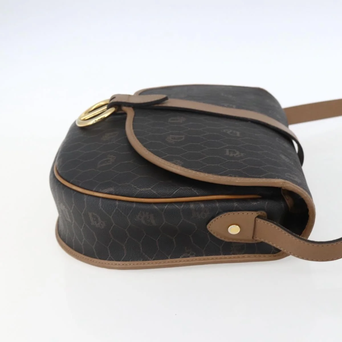 Christian Dior Vintage Honeycomb Shoulder Bag Canvas and Leather - Image 4