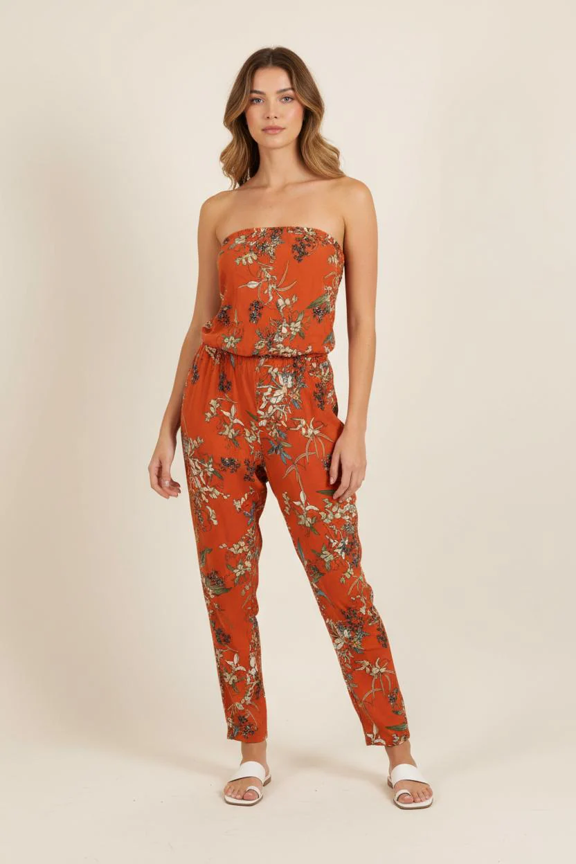 Combinaison Fleurie Orange - Taille XXL/44