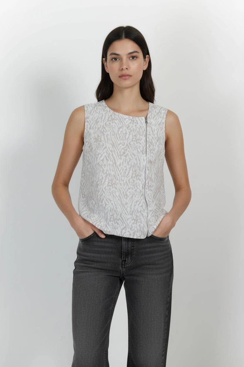Débardeur Blanc et Beige - Taille M/38