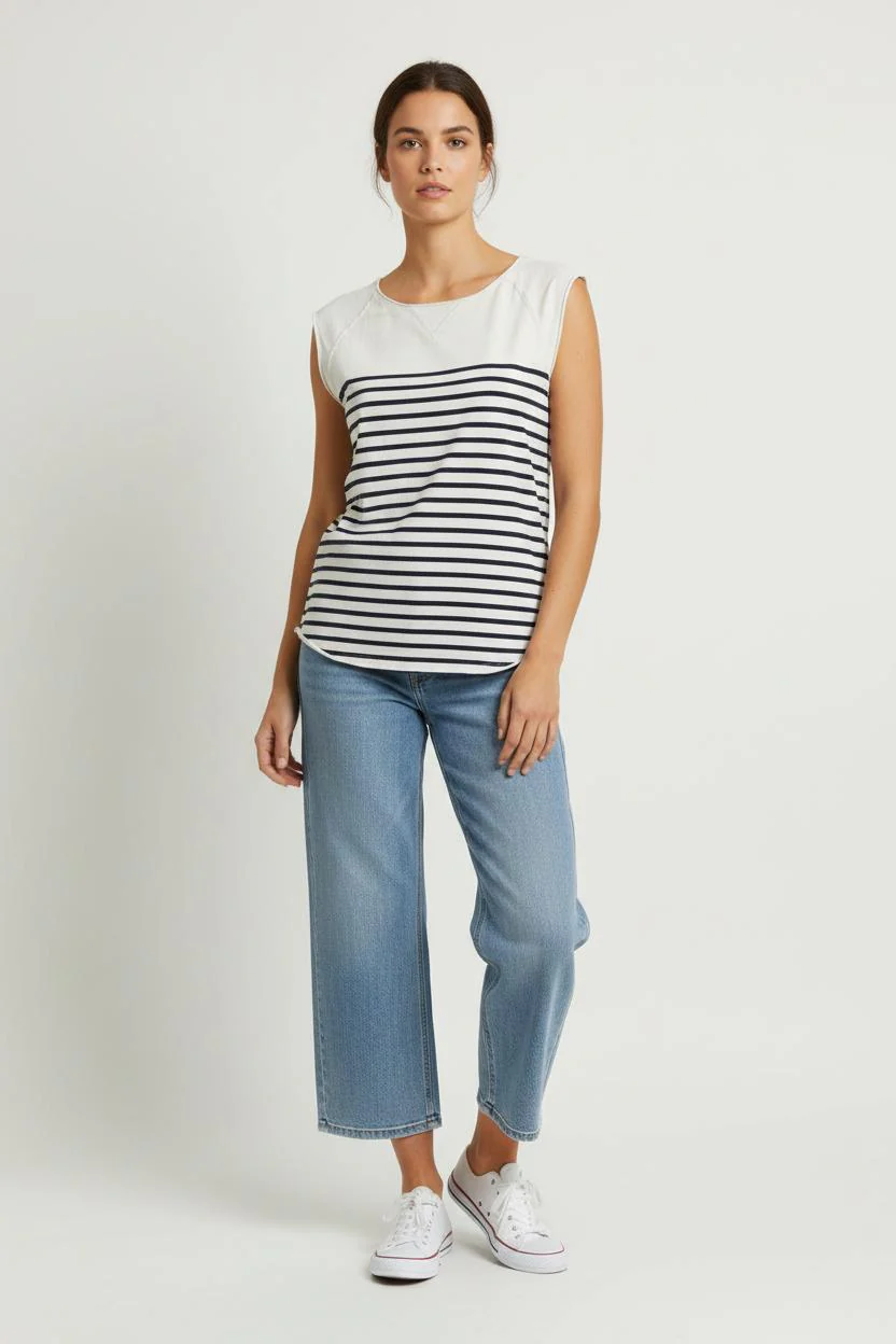 Débardeur Blanc et Bleu Marine - Taille S/36