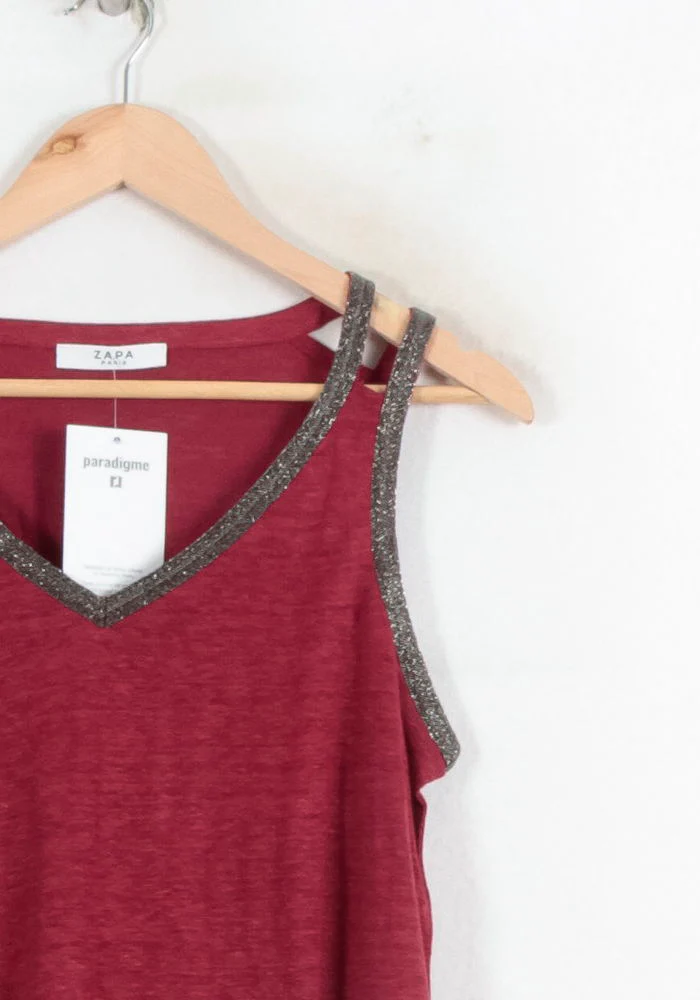 Débardeur Bordeaux et Argenté - Taille M/38 - Image 3