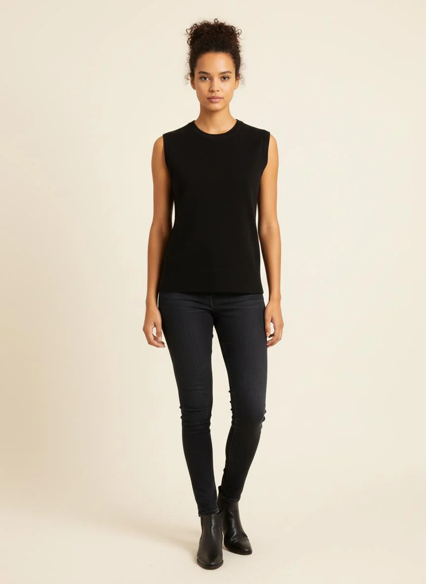 Débardeur noir en laine - Taille XS/34 - Image 2