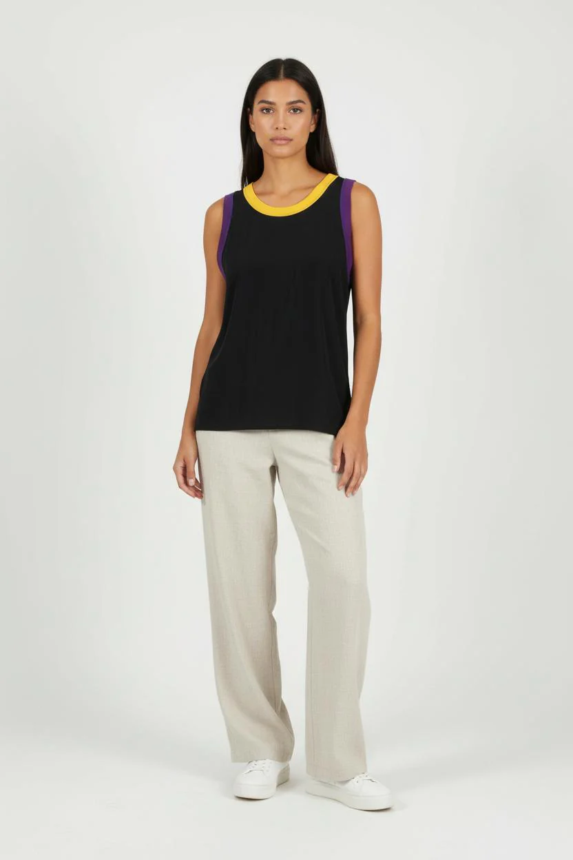 Débardeur Noir Violet et Jaune - Taille S/36