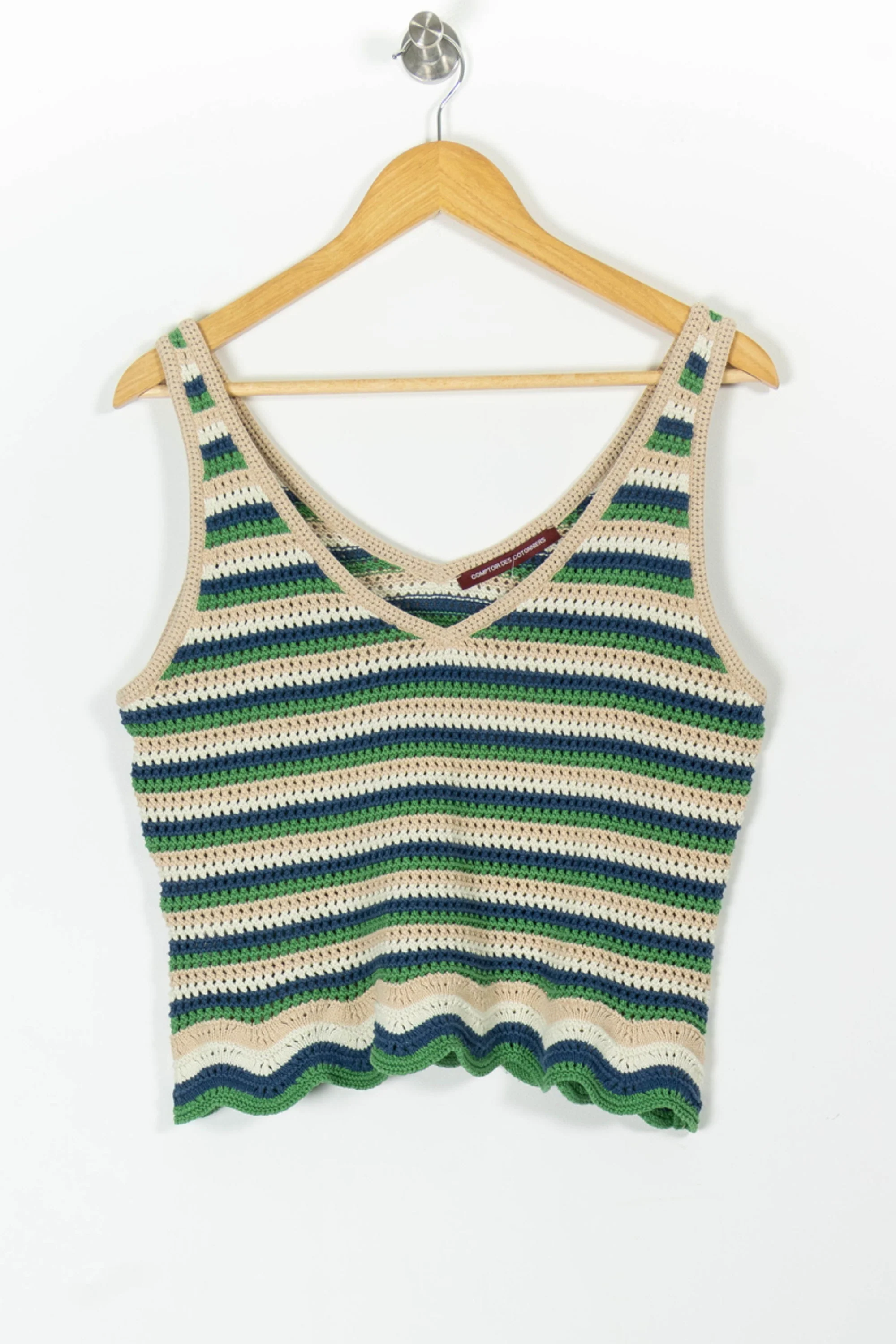 Débardeur Rayé Beige Vert et Bleu - Taille L/40 - Image 2