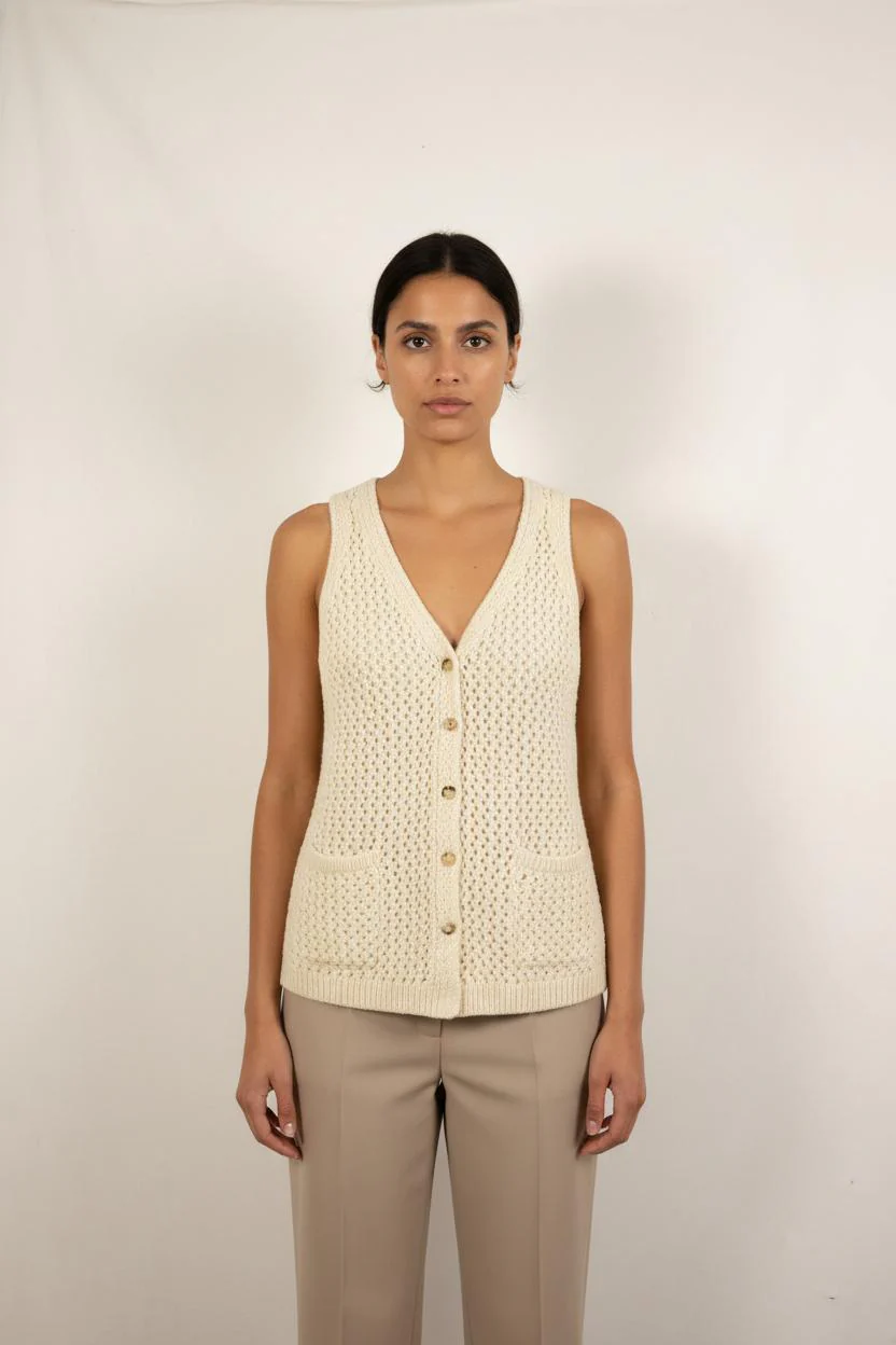 Gilet Sans Manches Écru - Taille S/36
