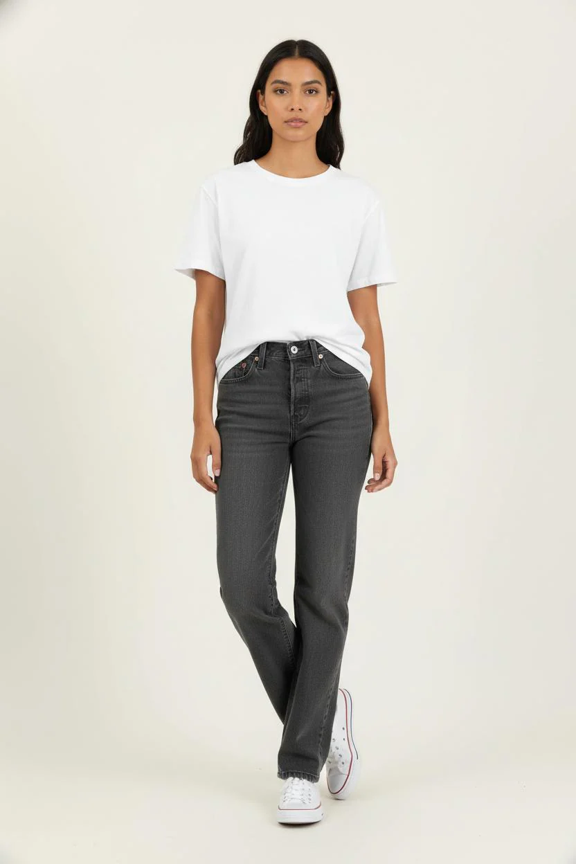 Jean Droit Noir - Taille S/36