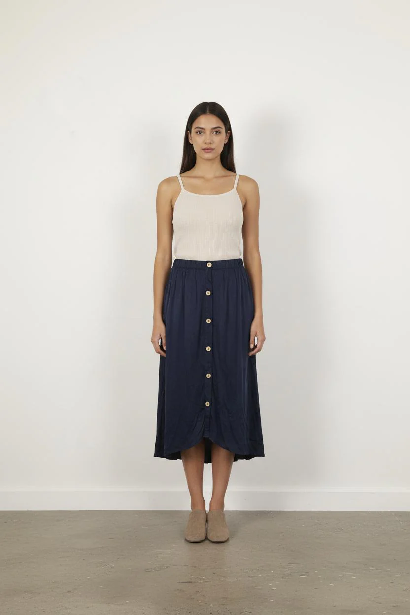 Jupe Boutonnée Bleue - Taille M/38