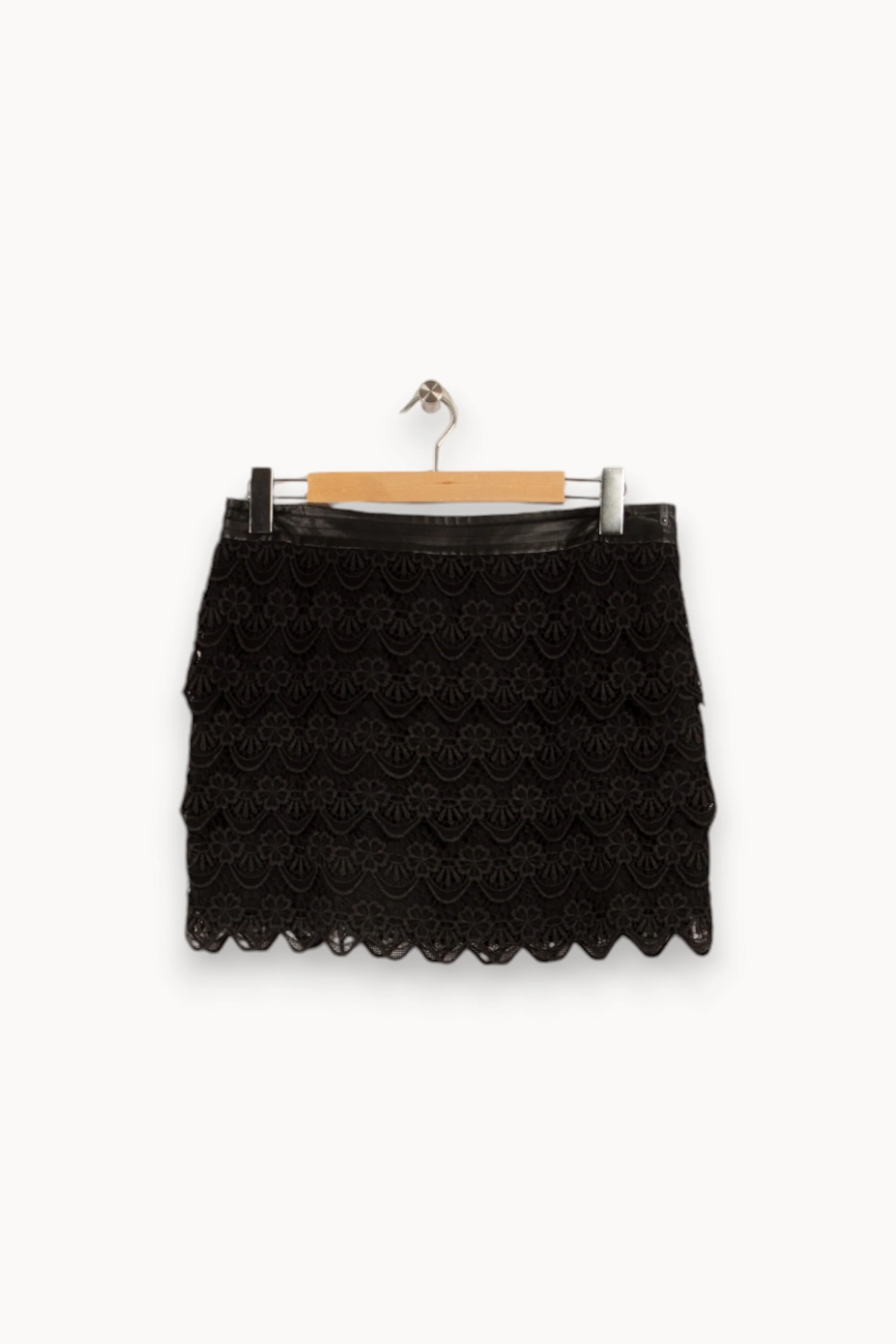 Jupe courte noire à broderies - Taille XL/42 - Image 2