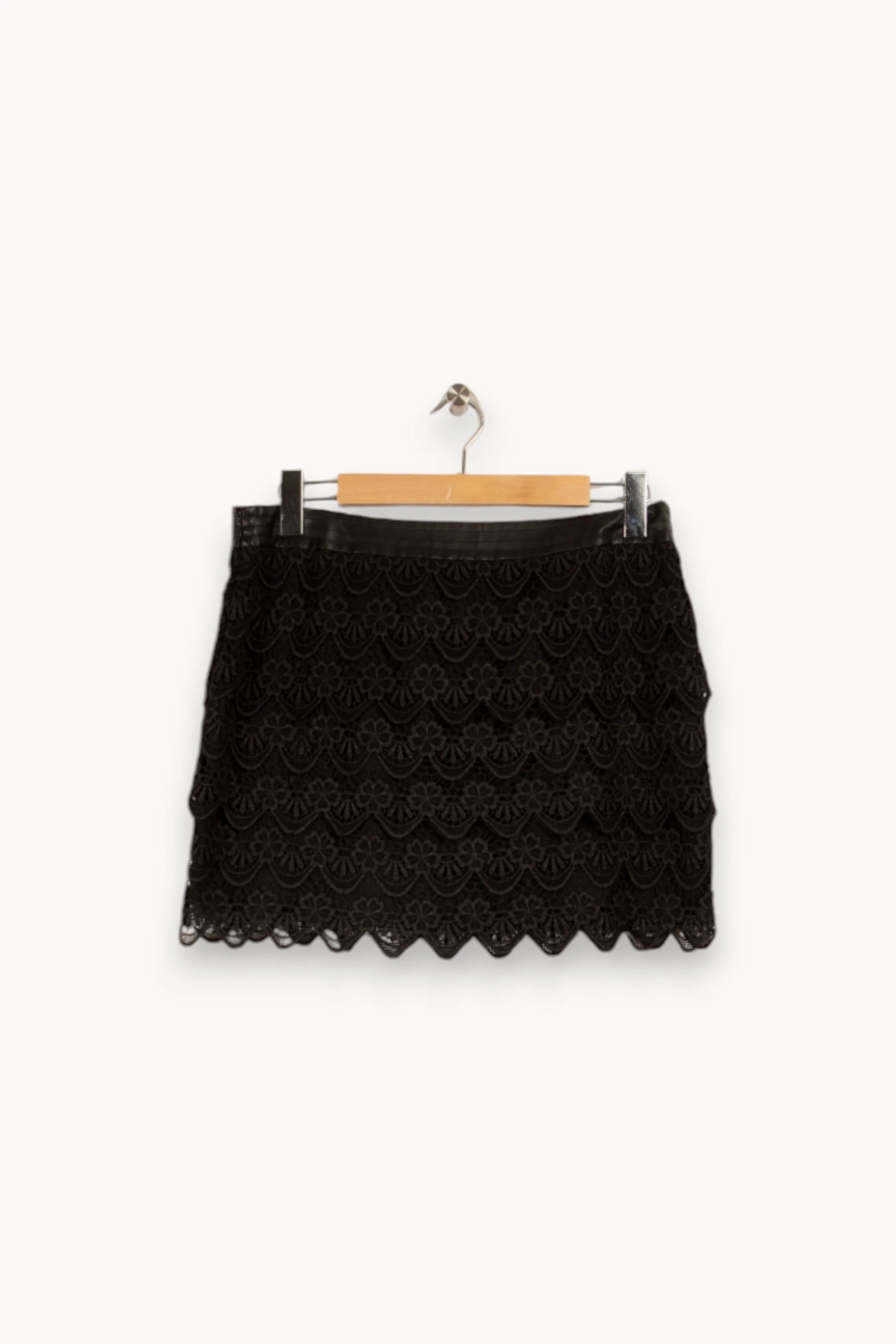 Jupe courte noire à broderies - Taille XL/42 - Image 4
