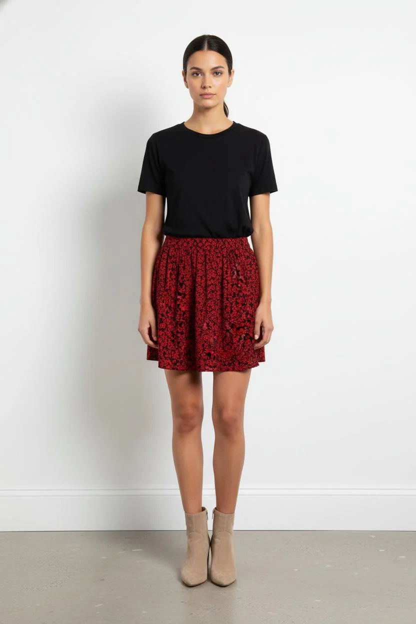 Jupe Courte Rouge et Noire - Taille S/36