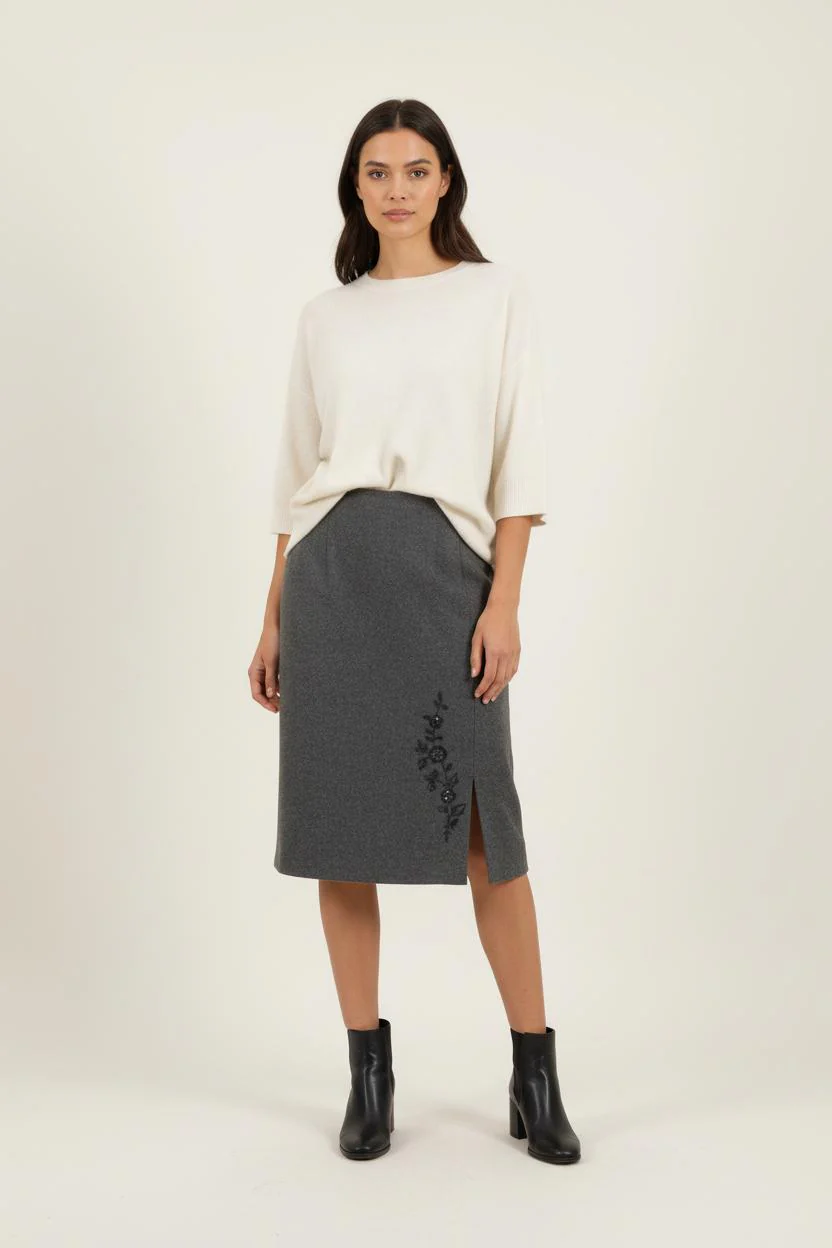 Jupe Droite Grise - Taille M/38