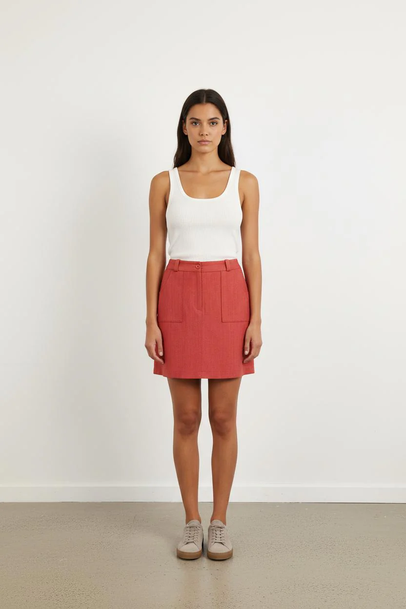 Jupe Droite Rouge - Taille S/36
