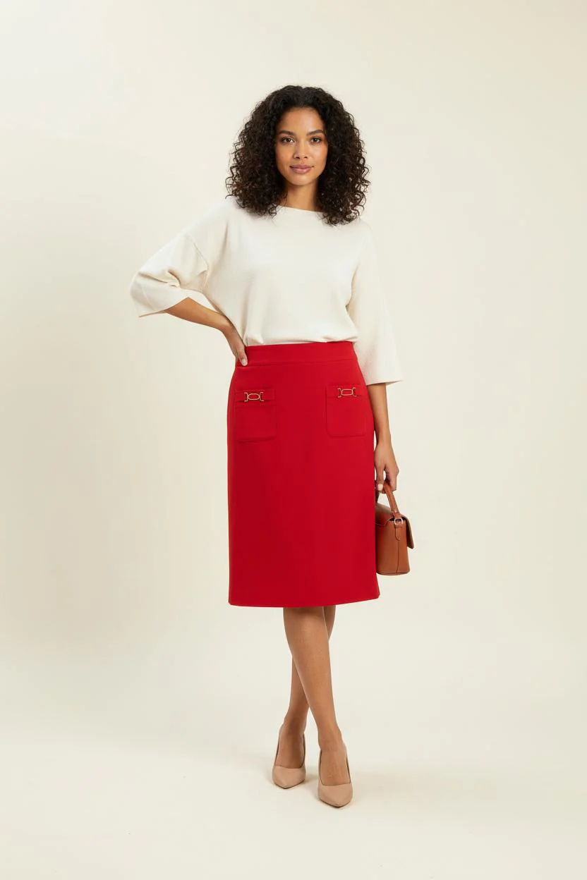 Jupe Droite Rouge - Taille S/36