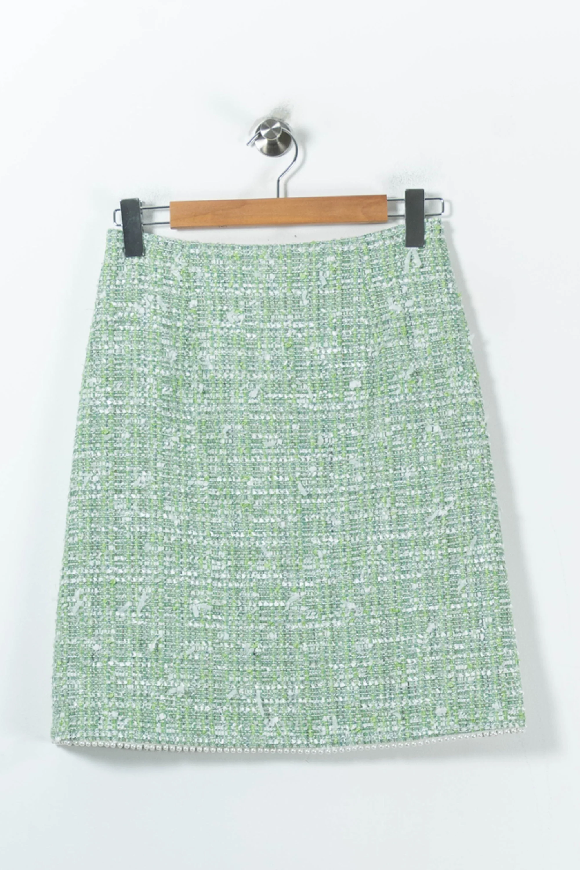 Jupe Droite Verte et Blanche - Taille M/38 - Image 2
