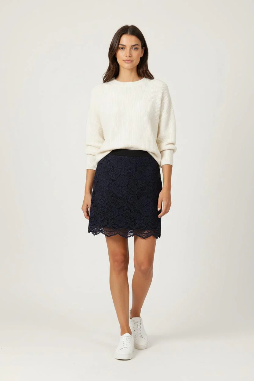 Jupe en Dentelle Bleue - Taille L/40